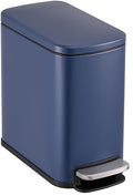6L/1.6G Stainless Steel Bathroom Trash Can with Hands-Free Foot Pedal Quiet Soft-Close Lid Compact Space-Saving Size