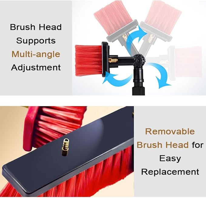 Telescopic Aluminum Water Fed Pole KitSolar Panel Cleaning Brush with 20M Water HoseOutdoor Roof Window Glass Cleaner Set with 180° Rotatable Brush Head for House S(Size:9.2M/30FTColor:35cmBrush)