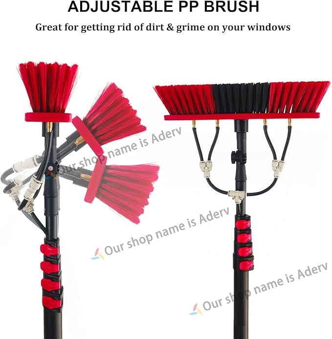 Extendable 3.6-6M Window Cleaning Pole with 35cm Water Fed Brush Telescopic Solar Panel Cleaner Kit for Conservatory Roofs Efficient Window Washing Equipment