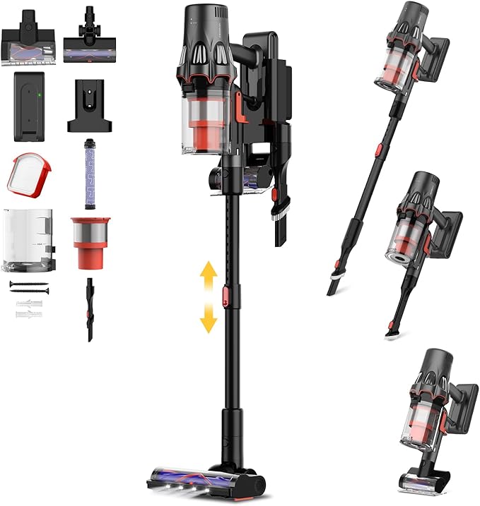 Vacuum Cleaners for Home Anti-Tangle Cordless Stick Vacuum Cleaner Up to 90 Minutes with HEPA Filter 590W Wireless Rechargeable Portable Vacuum for Household Pet Hair Carpet Hardwood Tile Couch Bed