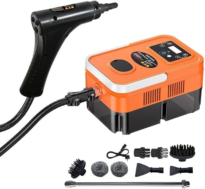Steam Cleaner for Home 1800W Steam Cleaner Handheld with 1.2L Water Tank Split Design 6 Gear Adjustment for Windows Kitchen Floor Car Orange