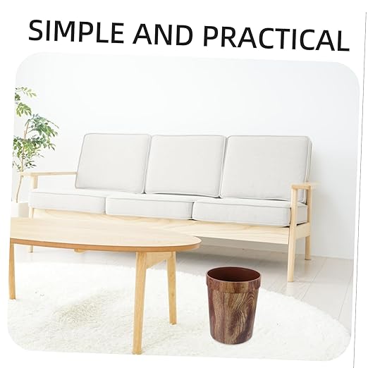 Elegant Swing Lid Trash Can Classic Wood Grain Bin for Kitchen Living Room Home Office