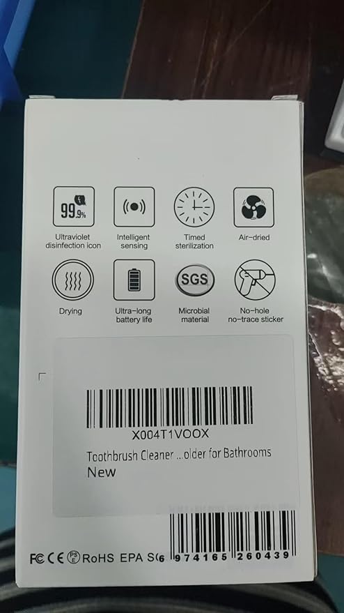 Toothbrush Cleaner &amp Toothbrush Holder Cleaning and Air Drying LED Smart Screen Rechargeable Wall Mount Toothbrush Holder for Bathrooms