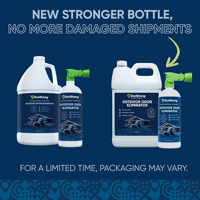 Eco Strong Outdoor Odor Eliminator Outside Dog Urine Enzyme Cleaner Powerful Pet Cat Animal Scent Deodorizer | Professional Strength for Yard Turf Kennels Patios Decks (160 oz Bundle w Sprayer)
