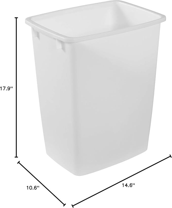 Rubbermaid Small Kitchen Bathroom Trash Can 9 Gallons White Waste Basket for Under Counter/Kitchen/Office/Bedroom/Bathroom