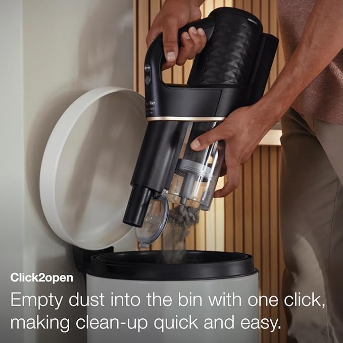Miele Duoflex Total Care Vacuum Cleaner Cordless and Bagless Multi-Use Multi-Floor Flexible Stick Vacuum with 4 Attachable Brushes and Accessories in Obsidian Black / Rose Gold