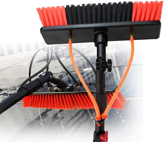 Solar Panel Cleaning Brush and Pole Water Fed 3.6-11M Telescopic Rod Window Cleaning for Photovoltaic Panel Cleaning Trucks Windows Window Glass Wall30FT/9M