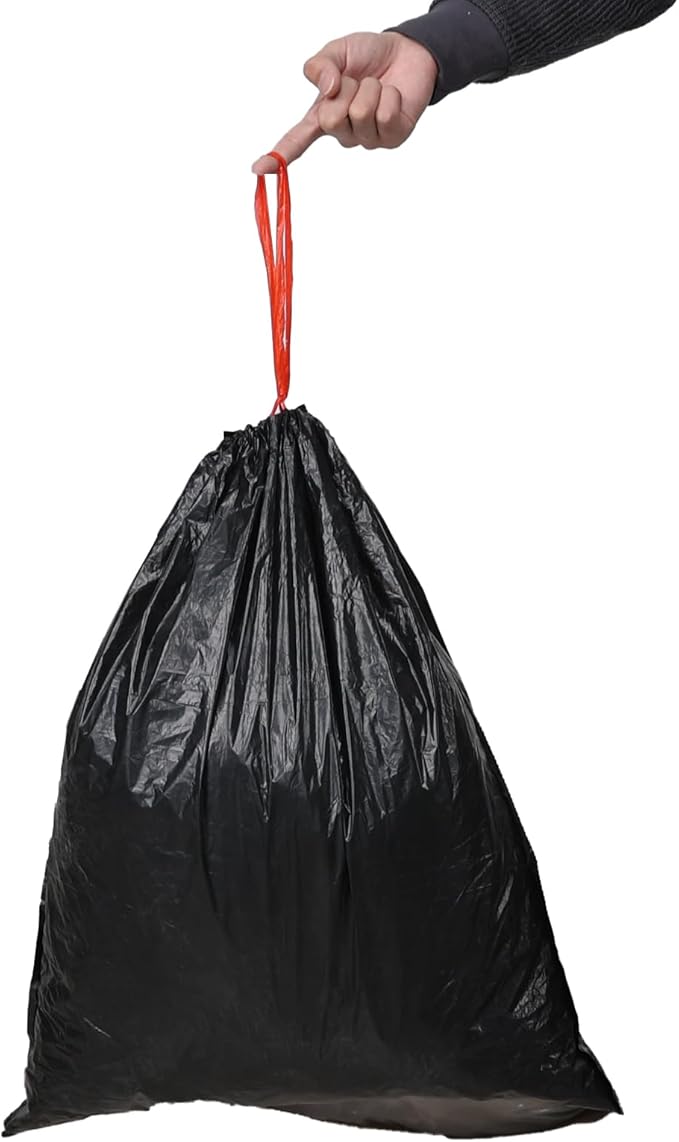 13 Gallon Plastic Garbage Bags with Drawstring 208 Counts Drawstring Trash Bags Black