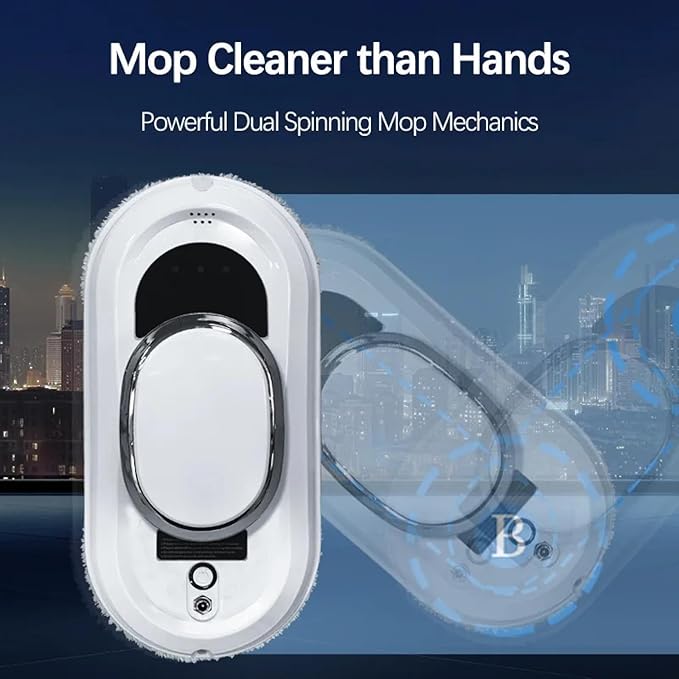 Intelligent Window Cleaning Robot Vacuum Cleaner with Remote Control &amp 4M Extension Cable 20min Power Failure Protection 10 Wipes+Spray Function for Home Glass Cleaning
