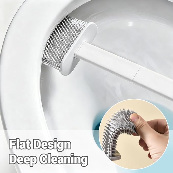 Toilet Brush Set Bathroom Accessories Toilet Bowl Cleaners Deep Cleansing Multifunctional Hanging Toilet Brush Set for Bathroom(Pearl White)
