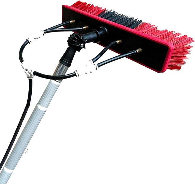Outdoor Window Cleaning Pole Water Fed Telescopic Brush Water Fed Pole Kit with Hose Spray Water Fed Telescopic Cleaner BrushCleaning Photovoltaic 4M/35 Brush Head