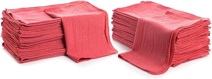 Simpli-Magic Cotton Shop Towels 14x12 (500 Pack) – Reusable Cleaning Shop Rags for Automobiles Industries Garage and Homes (Red)
