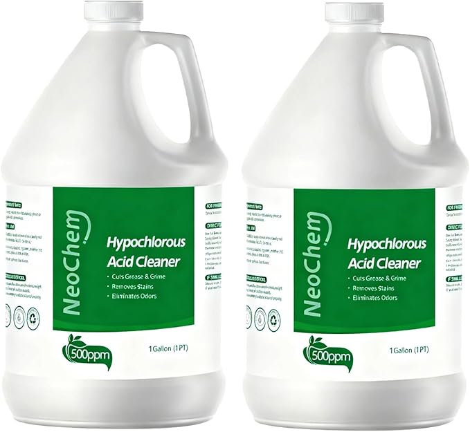 Hypochlorous Acid Spray For Cleaning 500ppm Hypochlorous AcidCuts Grease Removes Stains Eliminates Odors - No Rinse No Harsh Fumes Biodegradable (1Gallon*2)