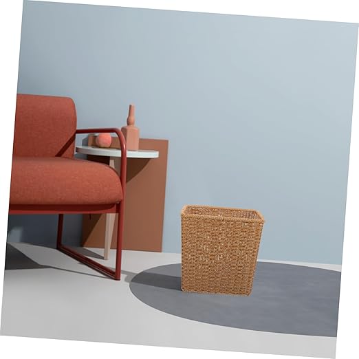 VALICLUD Woven Trash Can Multi Function Storage Basket Rustic Wastebasket for Bedroom Office Dormitory with Natural Design Indoor Garbage Container for Home and Study
