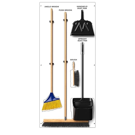 Clean &amp Sweep 5S Shadow Board/Wall Mount Broom Holder 68 x 30 Board 5S Cleaning Station - with Broom and Dustpan Set Included Made in The USA by AccuformNMC White/White PSB116WTWT