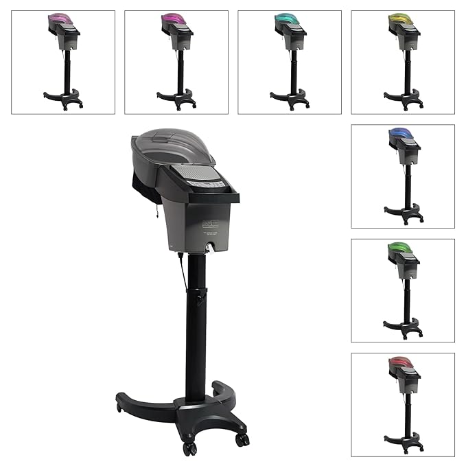 Standing Hair Steamer 7 Light Micro Mist Salon Styling Hooded Floor Hair Steamer Rolling Salon Ozone Hair Care SPA Steamer Oil Treatment with Rolling Floor Stand Base for Spa and Home Use (Black)