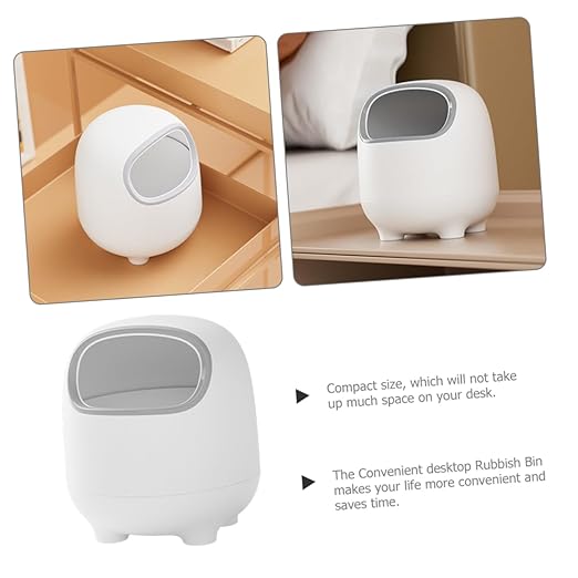 Creative Cartoon Desktop Trash Can Wastebasket Lid for Office Kitchen and Bedroom Cute and Lightweight Garbage Bin for Tabletop Use