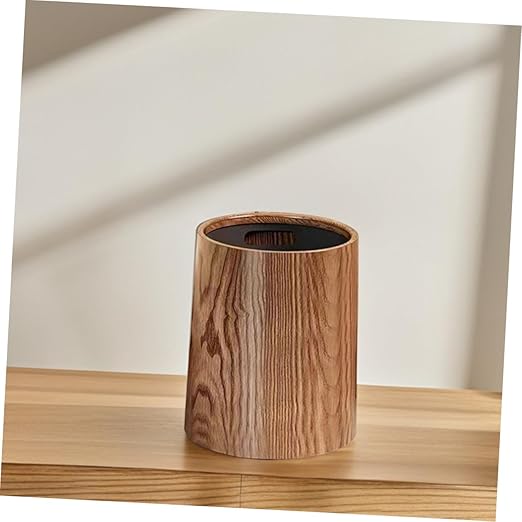 Uonlytech Vintage Wood Grain Trash Can 8L Large Capacity Plastic Wastebasket for Kitchen Bathroom Bedroom Home Office Retro Style Household Garbage Bin