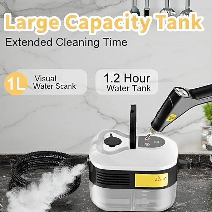 Handheld Steam Cleaner – Cordless Fast 10‑Second Heat Up 6 Adjustable Steam Levels Multi-Surface Cleaning for Kitchen Bathroom Floors Windows Upholstery &amp Car Interior (White)