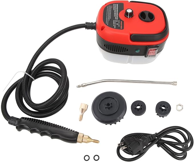 Portable Handheld Steam CleanerHigh Temperature High Pressure Steam Cleaner with Brush HeadsABS Portable Car Steamer Durable and Reliable for Kitchen Furniture Bathroom Car (Red)