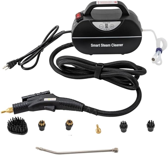 Handheld Steam Cleaner 1800W Car Steam Cleaners for Home Use Wet and Dry Adjustable Portable Steam Cleaner for Cleaning with Torch High Pressure Steam Cleaner for Car Detailing (Black)