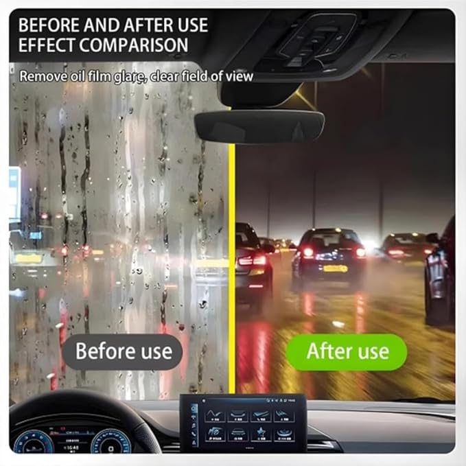 Clear Vision Glass Cleaner 2025 Upgrade 2.0 ClearVision Glass Cleaner Oil Free Car Glass BrushReusable Prevents Rain and Fog Glass BrushRemoves Oil Film &amp Grime in Seconds(2set)