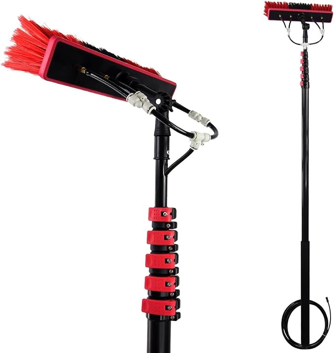 Water Fed Pole Kit Water Fed Brush Cleaning System Aluminum Outdoor Window Cleaner Window Glass Cleaning and Washing Tools Solar Panels (36ft/10.8m)