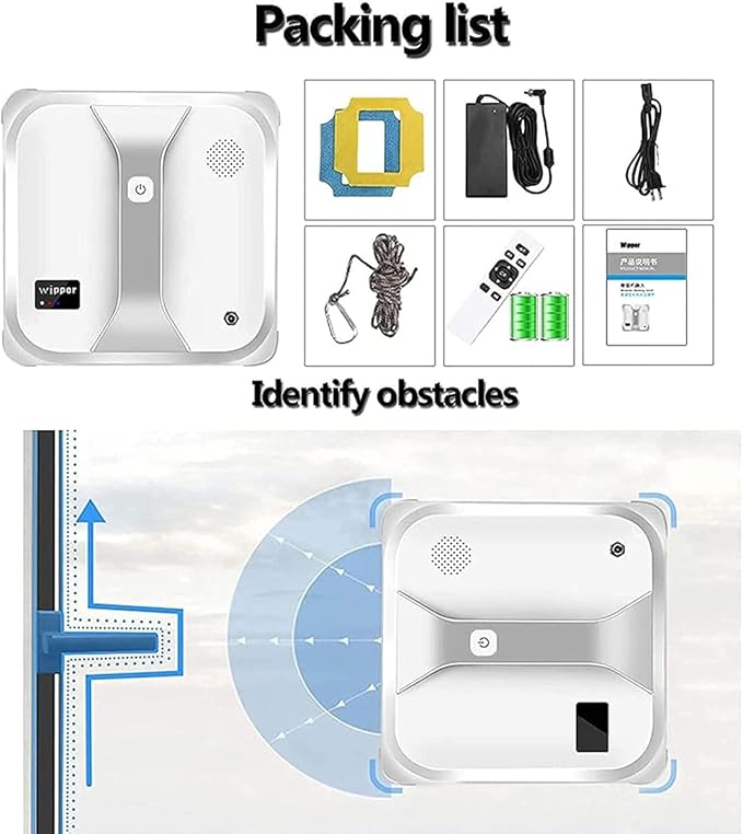 Smart Window Cleaning Robot Automatic Glass Wiper Robot Water with Remote Control 3000PA Powerful Match 80W Automatic Window Cleaner