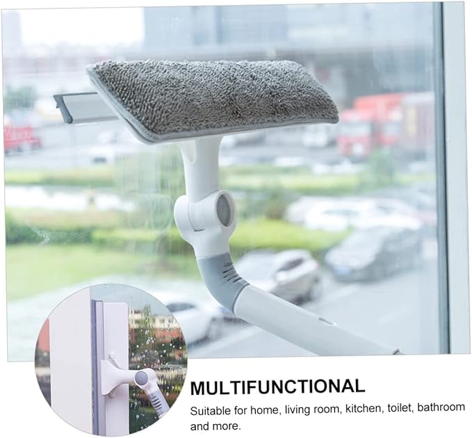 CHILDWEET 1Pc Multifunctional Window Cleaning Wiper Mop with Ergonomic Handle Durable Non Head for Bathroom Glass and Floor Design