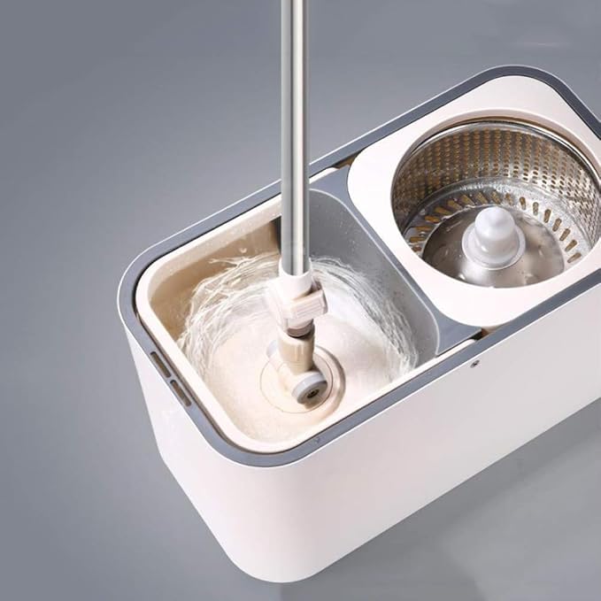 MopSpin and Bucket System – 360° Self Wringing Spinning On and Machine Washable Microfiber Heads Easy to use and Store