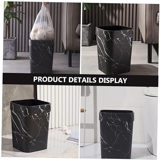 IMIKEYA Marble Small Square Trash Can Lidless Wastebasket with Non Slip Thick Base Compact Bathroom Garbage Container for Home Hotel Ktv Versatile Industrial Style