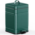CEROELDA Small Trash Can with Lid-5L/1.3 GalStainless Steel Outdoor Dog Poop Garbage Can-Farmhouse Retro Metal Waste Bin w/Step Pedal for Bathroom Bedroom Office-Soft Close-Green
