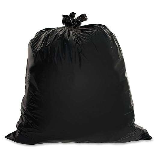 Genuine Joe GJO01535 Heavy Duty Low-Density Puncture Resistant Can Liner 60 gallon Capacity 56 Length x 39 Width x 1.50 mil Thickness Black (Box of 50)