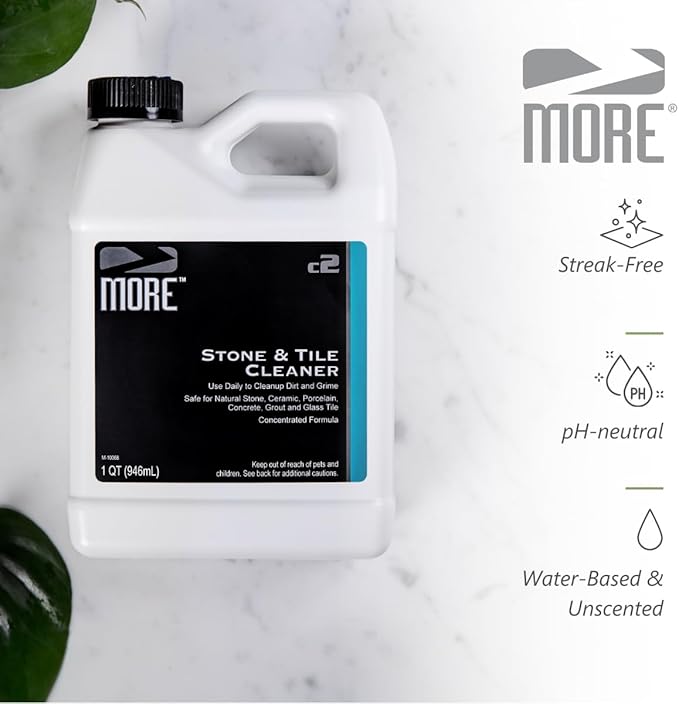MORE - Stone &amp Tile Cleaner - Grout &amp Floor Cleaner for Natural Stone Marble Concrete Ceramic &amp Porcelain - Water-Based Grout Cleaner for Tile Floors - Concentrated Formula - pH Neutra