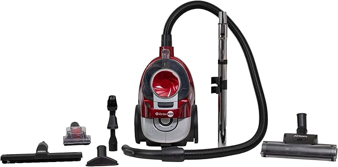 Atrix Vortex Red Bagless HEPA Canister Vacuum