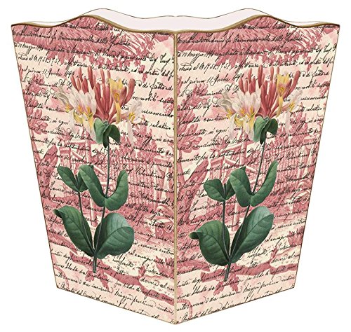 Marye-Kelley WB297-Pink &amp White Flower on Rose Toile Wastepaper Basket