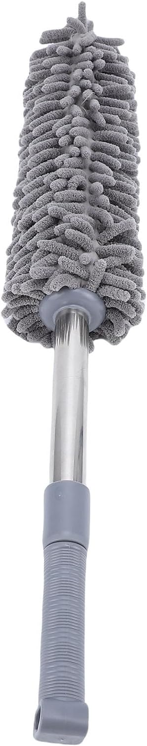 Telescopic Duster with electrostatic adsorption Soft 60 to 80 cm Washable with Flexible Corner Brushes for Easy dust Removal (Gray)