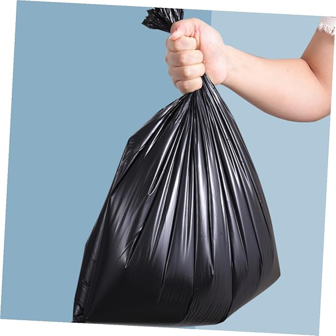 200pcs Thickened Plastic Trash Bags Strong Kitchen and Bathroom Garbage Liners Black Plastic Bags for Home Hotel Restaurant Use