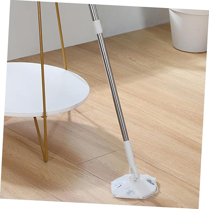 Didiseaon Retractable Dust Mop with Face Towel Replacement No Washing Handheld Rotatable Triangle Cleaning Mop for Household Dust Removal White Extendable Handle for Floor Cleaning