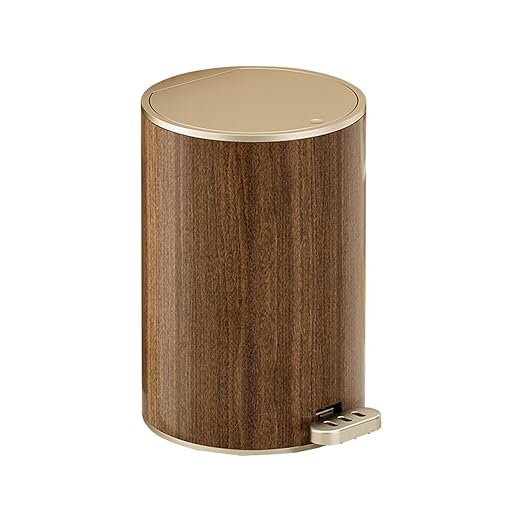 12L Elegant Wood Grained Trash Can with Large Capacity Sealed Trash Can with Lid for Home Or Office Use Large Capacity Garbage Bin