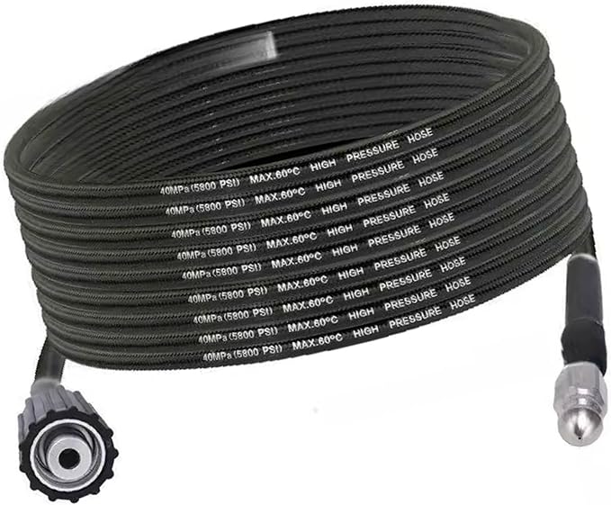 M22 High Pressure Water Hose 15m 7 Nozzle Set for Drain Unblocking Home Use Sink Bathroom Pipe Clog Removal Tool Commercial/Home Drain Unblocker