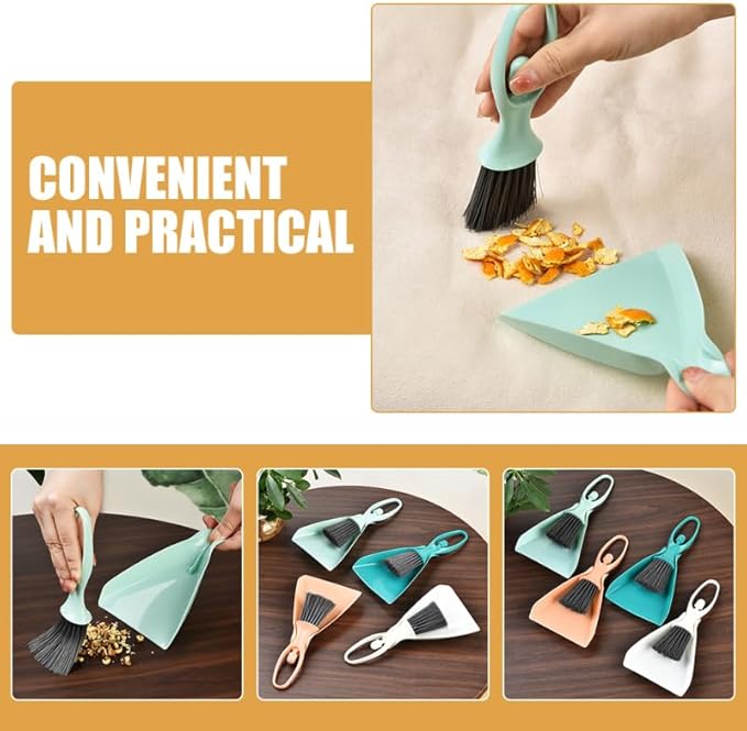Cabilock Mini Dustpan and Brush Set 4 Sets Small Broom and Dustpan Set Desktop Cleaning Tool Accessories for Desktop Computer Keyboard Car Window