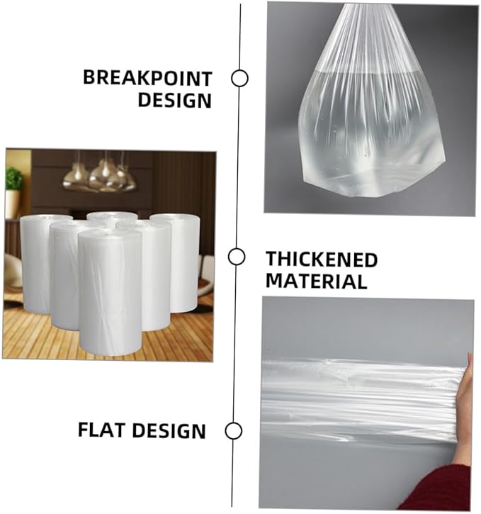 VICASKY Thickened Plastic Trash Bags 6 Rolls 45x50cm 30 Pieces Each Disposable Garbage Bags for Kitchen Bathroom Bedroom Home Use