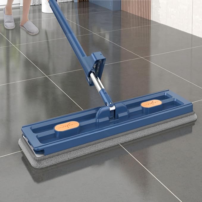 Self-Wringing 360° Flat Mop with Reusable Washable Mop Cloths Reusable Washable Mops Pads Mopping for Hardwood Laminate Tile Cleaning (White)