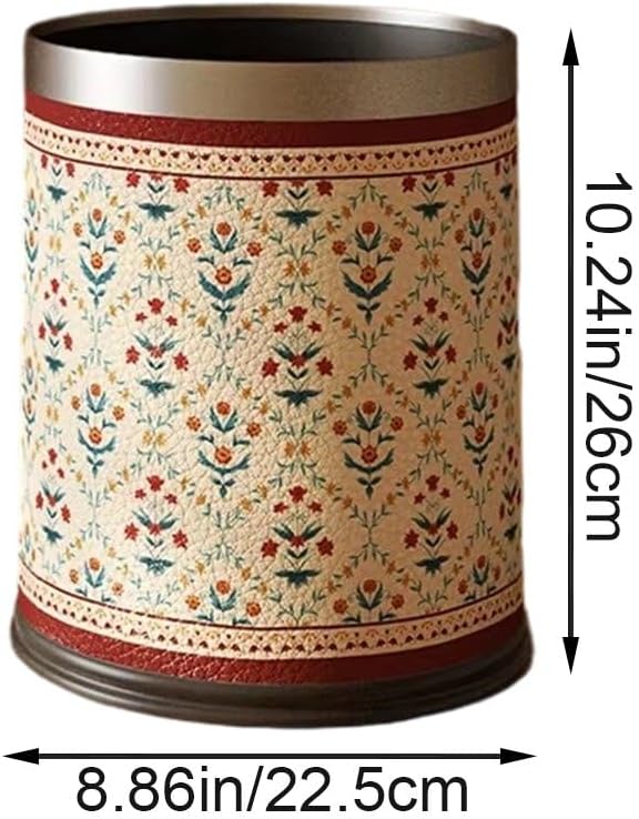 Leather Trash Can Vintage Waste Bin for Household Living Room Sanitary Bucket Waste Container Bedroom Wastebasket