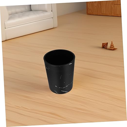 Large Capacity Marble Pattern Trash Bin for Home Office Stylish Wastebasket for Bathroom Living Room Plastic Garbage Can with Press Ring Design