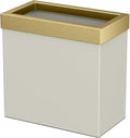 Gatco Modern Rectangle Wastebasket Matte Pearl and Brushed Brass Combo - Stainless Steel Trash Can with Removable Lid Leakproof 3 Gallon Capacity for Bathroom Bedroom Kitchen or Office
