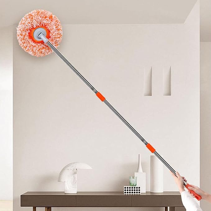 360° Rotatable Adjustable Cleaning Mop with 3 Reusable Heads for Floor Walls Ceilings Window
