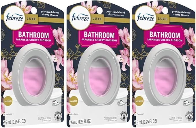 F.e.b.r.e.z.e Small Spaces Bathroom Air Freshener Odor-Fighting Japanese Cherry Blossom- 0.25 fl oz (Pack of 3)