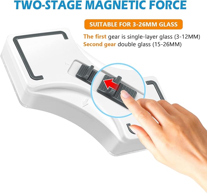 Magnetic Window Cleaner Magnetic Glass Wiper Adjustable Double Sided Magnetic Window Cleaner Cleaning Tool (3~26mm)